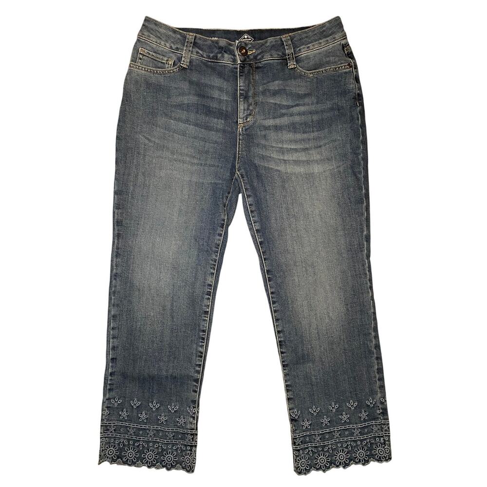 Blue Jean Capri's - Embroidered Boho Hem - St. John's Bay - Women's Size 8